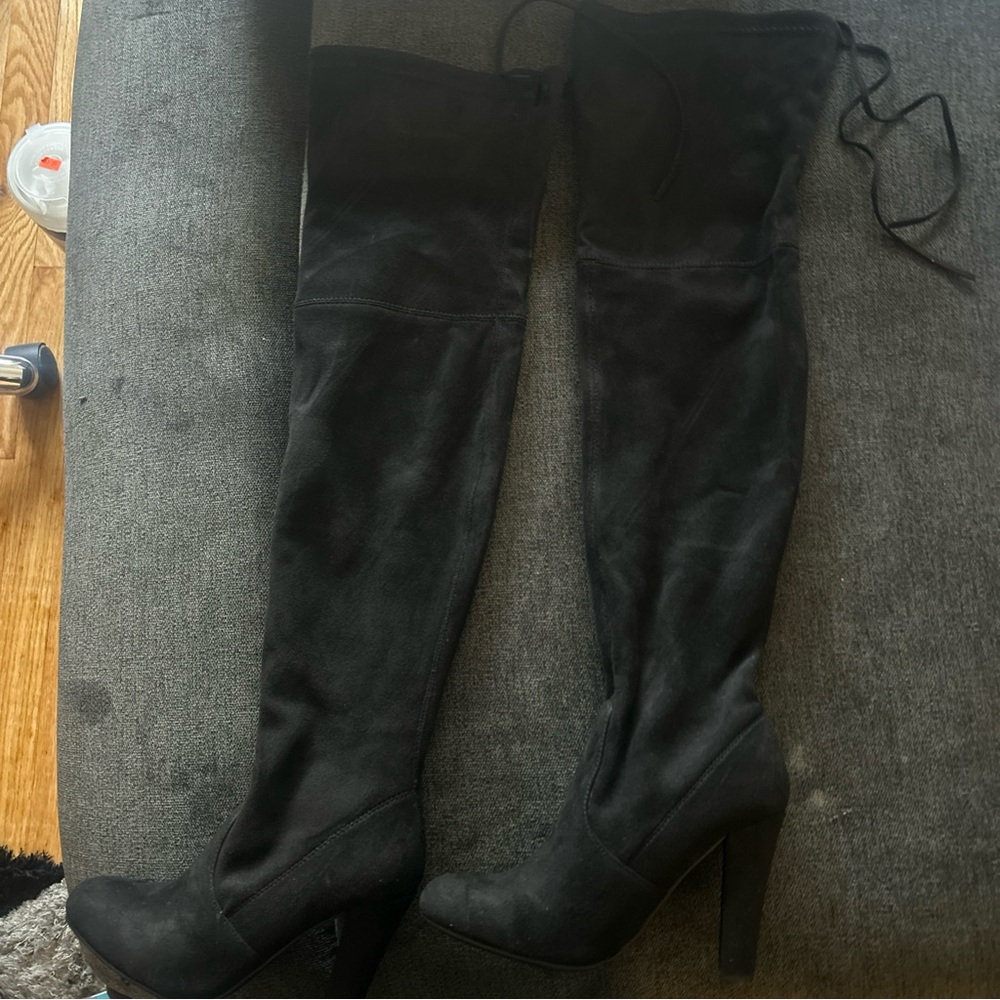 Steve Madden “Gorgeous” Over The Knee Faux Suede Stretch Boots Black 6m